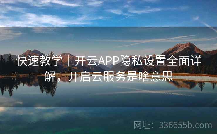 快速教学｜开云APP隐私设置全面详解，开启云服务是啥意思