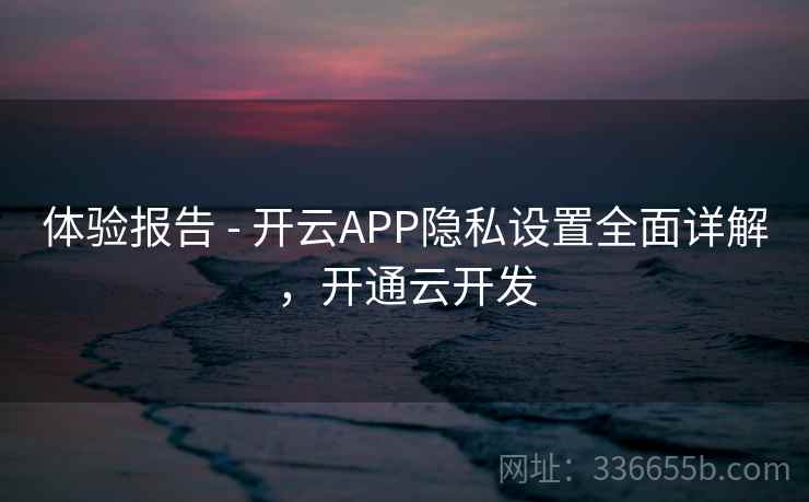 体验报告 - 开云APP隐私设置全面详解，开通云开发