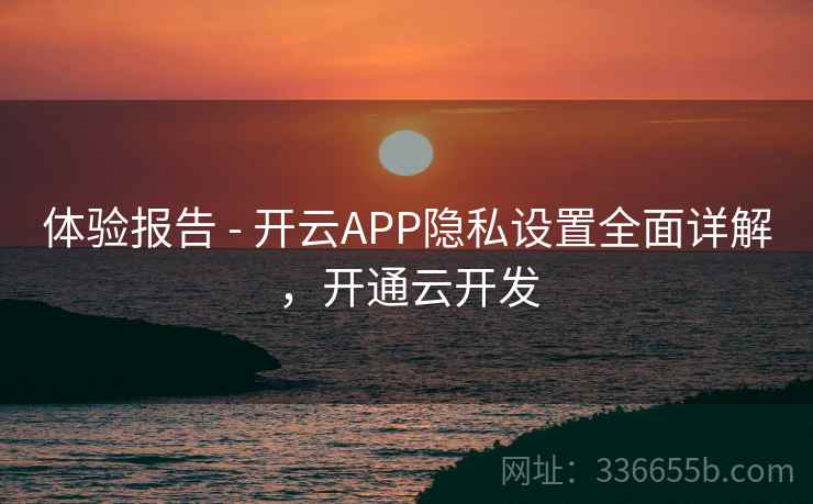 体验报告 - 开云APP隐私设置全面详解，开通云开发